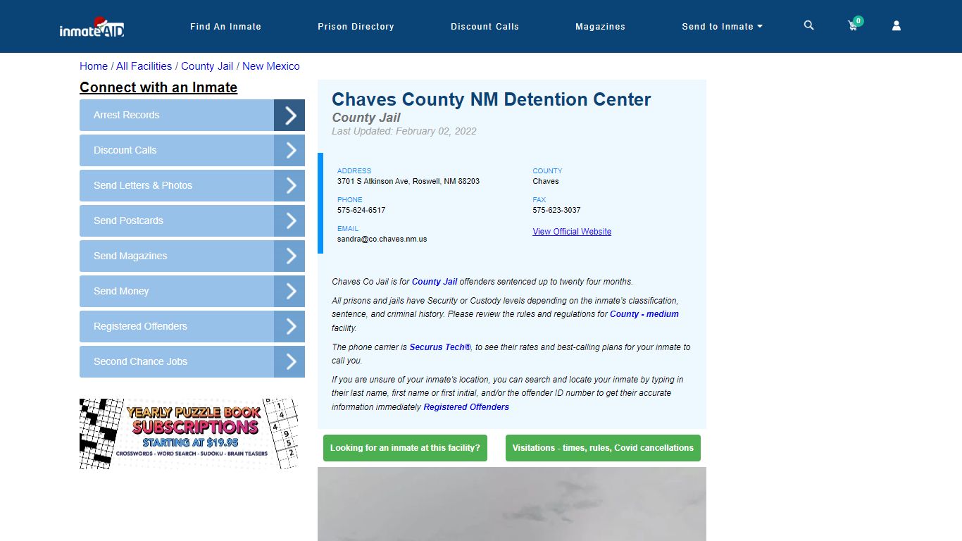 Chaves County NM Detention Center - Inmate Locator - Roswell, NM